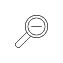 Zoom out icon. Simple outline style. Magnifying glass, find, minus, reduce, minimize, search concept. Thin line symbol. Vector isolated on transparent background. Editable stroke SVG.