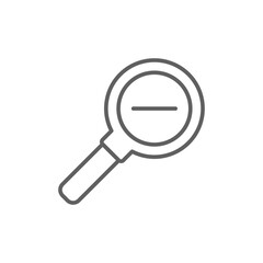 Zoom out icon. Simple outline style. Magnifying glass, find, minus, reduce, minimize, search concept. Thin line symbol. Vector isolated on transparent background. Editable stroke SVG.