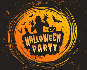 Halloween zombie party banner colorful