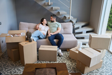 Couple in love spending time together indoors