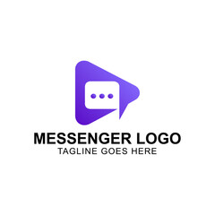 Messenger logo design: modern minimal and purple gradient color logo vector illustration