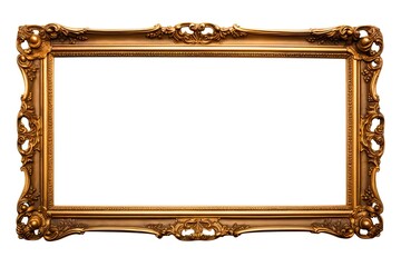 Antique Gold Frame Border. Beautifully Carved Art Piece for Boundary, Box, or Blank Background