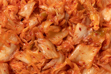 Traditional Korean fermented Kimchi full frame close up as background - obrazy, fototapety, plakaty