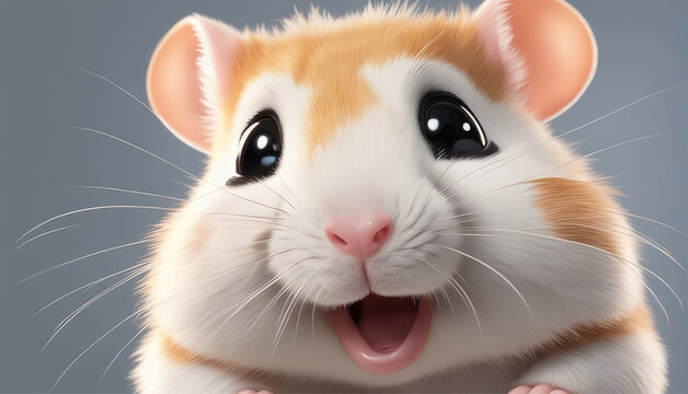 Smiling Realistic Cartoon Hamster Illustration Wallpaper