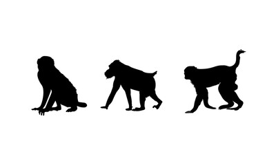 silhouettes of monkeys or vectors of monkeys in silhouette style