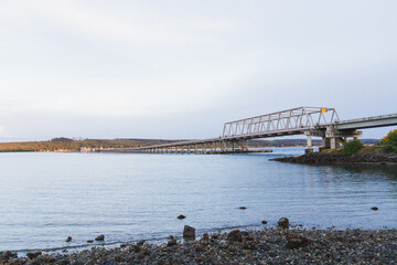 Panoramic View of Hood Canal Floating Bridge and Shoreline