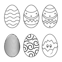 vector Easter black and white eggs set spring flat decorative elements