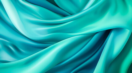 Obraz premium エメラルド光沢〜シルクサテンの美しい波打つドレープ, with Generative AI