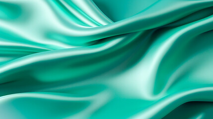 Obraz premium エメラルド光沢〜シルクサテンの美しい波打つドレープ, with Generative AI