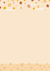 秋の背景素材、地面に積もった落ち葉と風に舞う葉