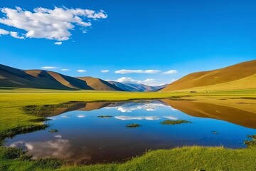 A picturesque lake encircled by rocks, featuring light turquoise and dark green hues, ethereal trees, incredibly beautiful, and meticulously detailed foliage. Generated AI.