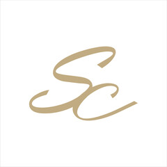SC beautiful Initial handwriting logo template