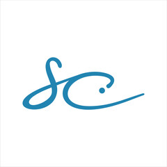 SC beautiful Initial handwriting logo template