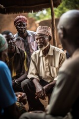 shot of a man leading a discussion with members of his community