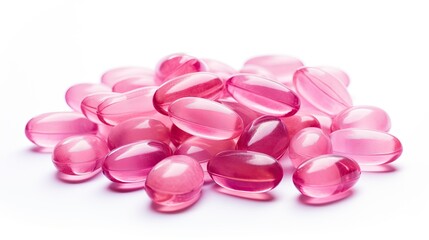 Obraz na płótnie Canvas pink transparent vitamins on a white background (Generative AI)