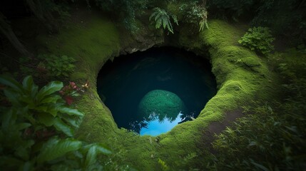 A picturesque lake encircled by rocks, featuring light turquoise and dark green hues, ethereal trees, incredibly beautiful, and meticulously detailed foliage. Generated AI.
