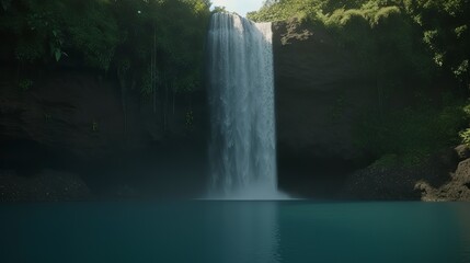 A picturesque lake encircled by rocks, featuring light turquoise and dark green hues, ethereal trees, incredibly beautiful, and meticulously detailed foliage. Generated AI.