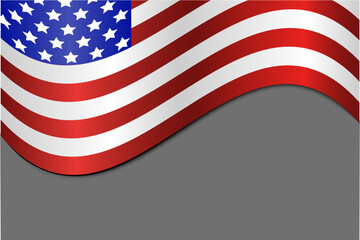 American flag vector illustration of a stylish design with reflection
