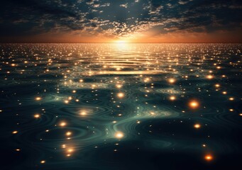 Glimmering Stars on Tranquil Waters. Poster. Generativ ai.