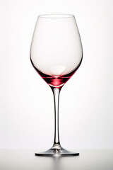 Wine glass with red liquid inside of it on white background.