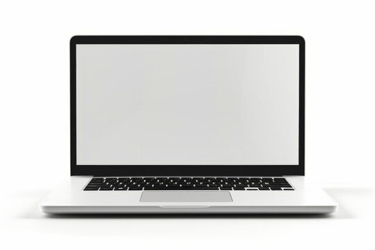 Laptop computer with blank screen on white background with clipping path.