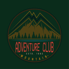 Mountain illustration, outdoor adventure for t-shirt and apparel design, typography, print, logo, and poster Design.