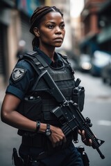 Fototapeta premium shot of a female police officer patrolling the streets