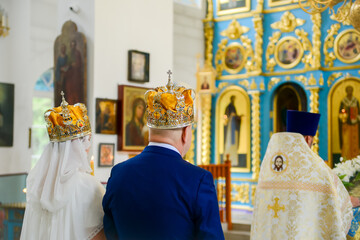 wedding of a loving couple in the Russian church