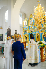 wedding of a loving couple in the Russian church
