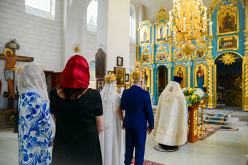 wedding of a loving couple in the Russian church