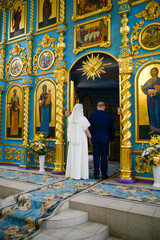 wedding of a loving couple in the Russian church