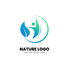 Environmental element logo design, gradient color vector illustration