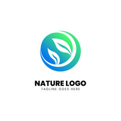 Environmental element logo design, gradient color vector illustration