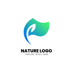 Environmental element logo design, gradient color vector illustration