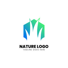 Environmental element logo design, gradient color vector illustration