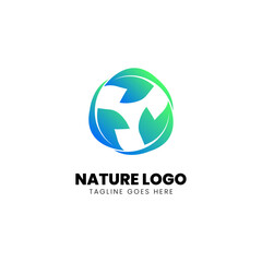 Environmental element logo design, gradient color vector illustration