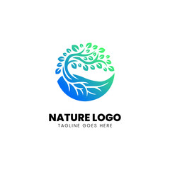 Environmental element logo design, gradient color vector illustration