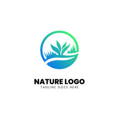 Environmental element logo design, gradient color vector illustration
