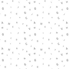 Seamless pattern letters. In cartoon style.For wallpaper, textile, wrapping paper background, science. Books in doodle style, minimalism, monochrome, sketch. Vector illustration