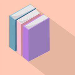 Colored books with a shadow. Concept of learning. Book fair, reading club, world book day concept. Vector illustration