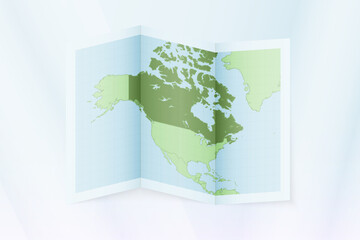 Canada map, folded paper with Canada map.
