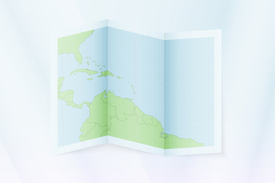 Barbados map, folded paper with Barbados map.