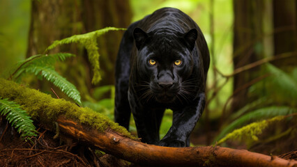 Black panther in the rainforest, 4k wallpaper - beautiful panther hd