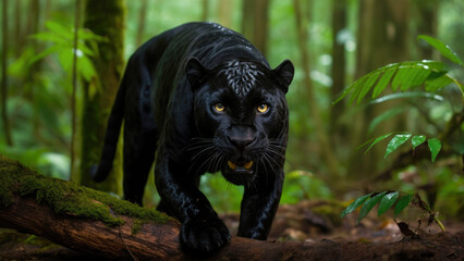 Black panther in the rainforest, 4k wallpaper - beautiful panther hd, angry