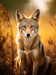 Fototapeta premium Coyote in its Natural Habitat, Wildlife Photography, Generative AI