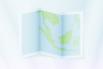 Singapore map, folded paper with Singapore map.