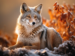 Obraz premium Coyote in its Natural Habitat, Wildlife Photography, Generative AI