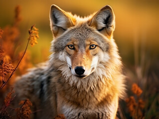 Fototapeta premium Coyote in its Natural Habitat, Wildlife Photography, Generative AI
