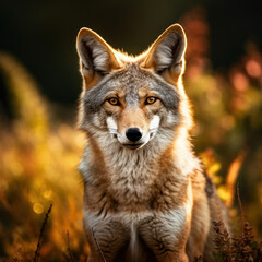 Fototapeta premium Coyote in its Natural Habitat, Wildlife Photography, Generative AI