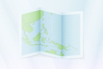 Palau map, folded paper with Palau map.